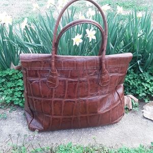 Kate Landry Brown Croc Business Tote